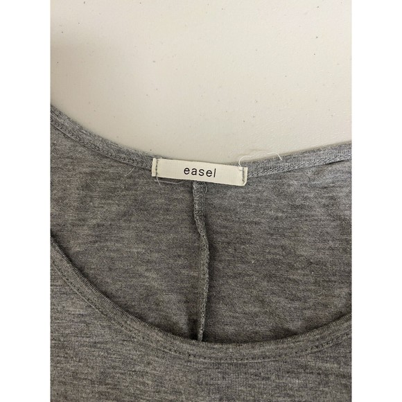 Easel Womens Long Sleeve Tunic Size S Gray Ruffle Hem T Shirt Dress Top Y2K - Picture 5 of 10